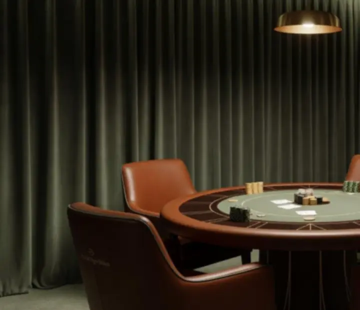 VIP private poker suite with high roller table and refined seating at The Marble Parlour
